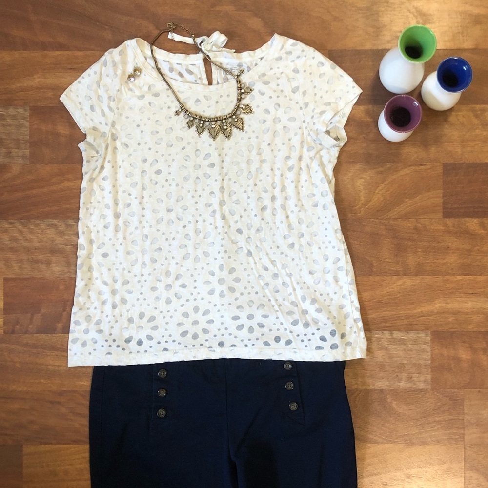 Ivory and white sheer pattern Loft size S shirt